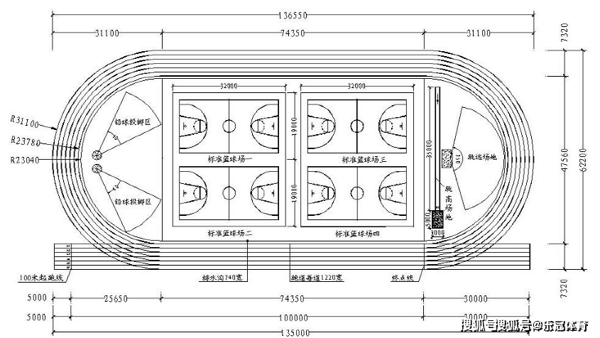 b体育网页版在线登录：b体育：环形塑胶跑道标准尺寸——400米标准跑道尺寸、300米、2(图4)